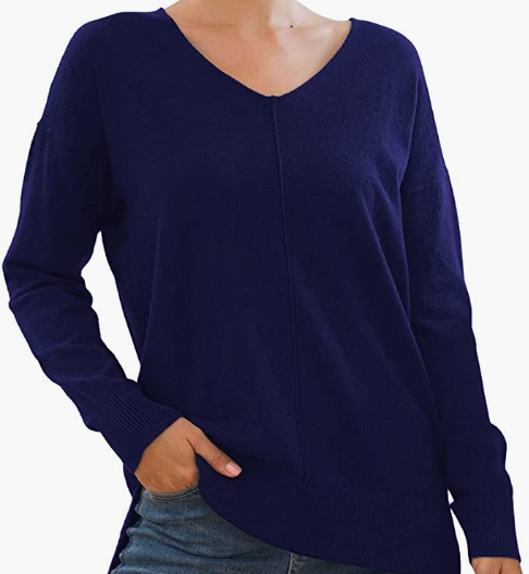 Women's Casual Lightweight V Neck Batwing Sleeve Knit Top