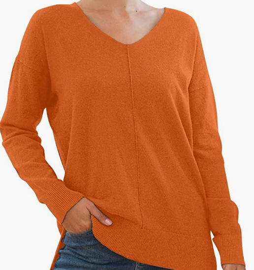 Women's Casual Lightweight V Neck Batwing Sleeve Knit Top