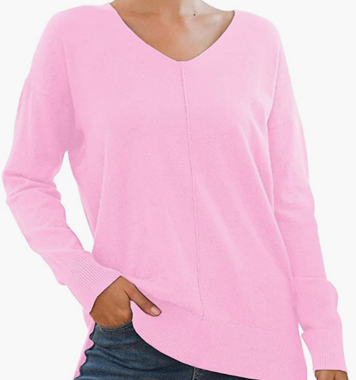 Women's Casual Lightweight V Neck Batwing Sleeve Knit Top