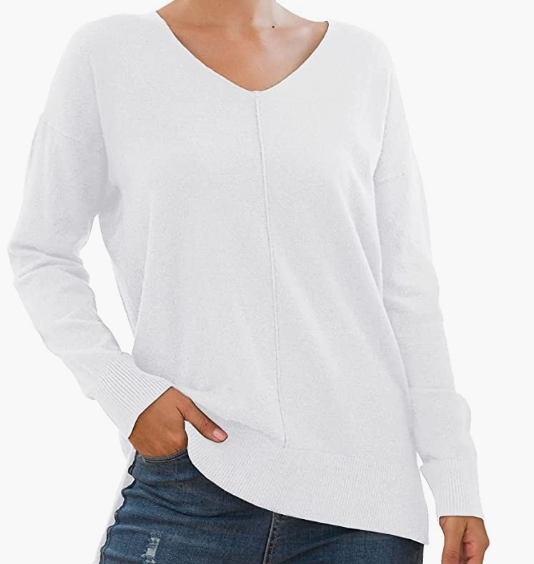 Women's Casual Lightweight V Neck Batwing Sleeve Knit Top