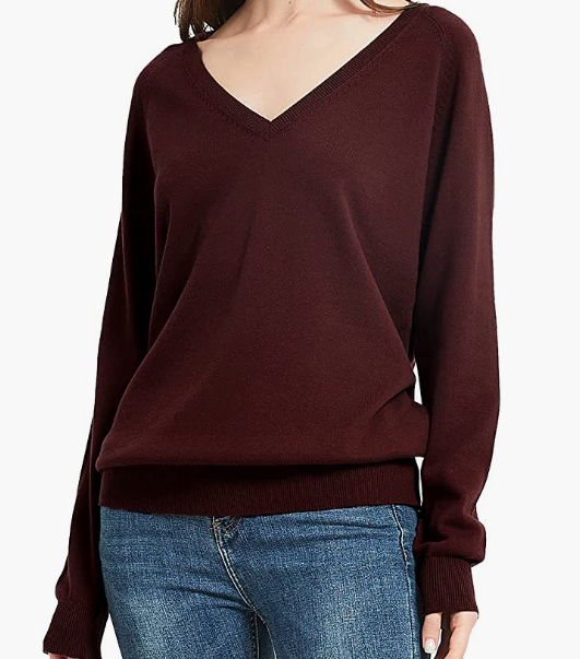 Pullover V Neck Long Sleeve Fashion Knitted Women's Cotton Sweater