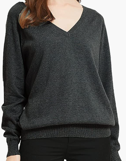 Pullover V Neck Long Sleeve Fashion Knitted Women's Cotton Sweater