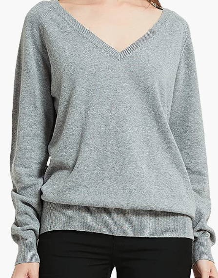 Pullover V Neck Long Sleeve Fashion Knitted Women's Cotton Sweater