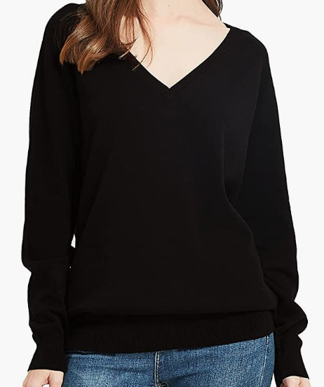 Pullover V Neck Long Sleeve Fashion Knitted Women's Cotton Sweater