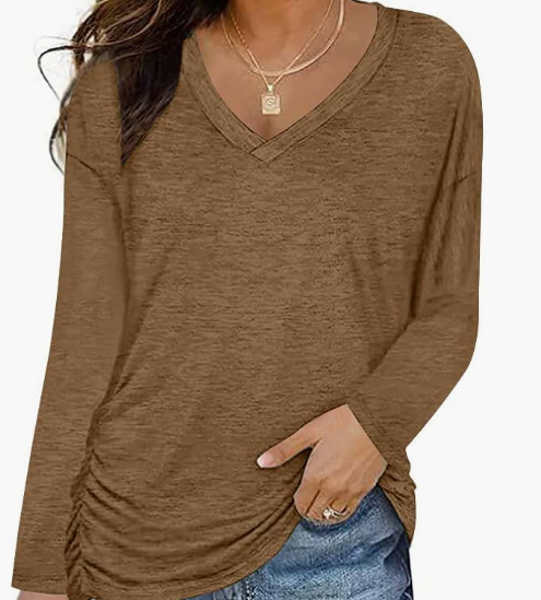 WOMEN Long Sleeve V Neck Summer Loose Fit