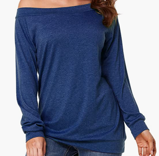 Casual Long Sleeve Boat Neck Blouse Top