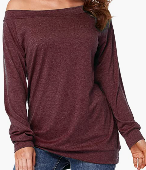 Casual Long Sleeve Boat Neck Blouse Top