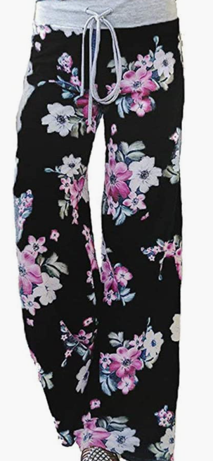 Print High Waist Drawstring Palazzo Wide Leg Pants
