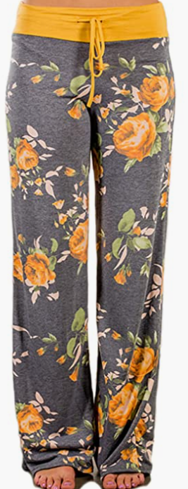 Print High Waist Drawstring Palazzo Wide Leg Pants