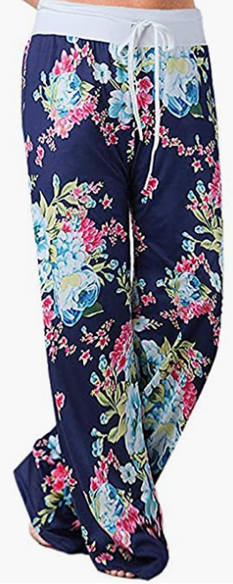 Print High Waist Drawstring Palazzo Wide Leg Pants