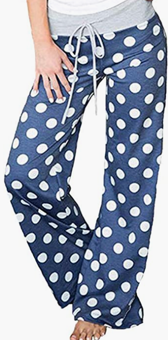 Print High Waist Drawstring Palazzo Wide Leg Pants