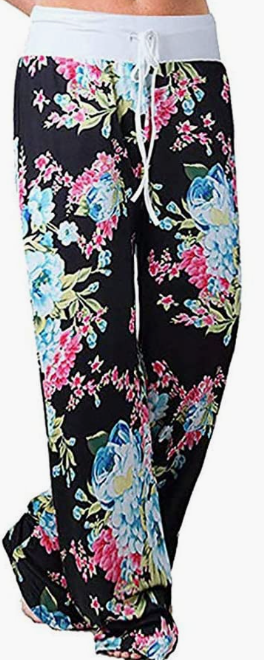 Print High Waist Drawstring Palazzo Wide Leg Pants