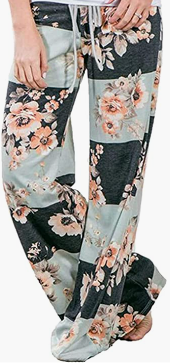 Print High Waist Drawstring Palazzo Wide Leg Pants