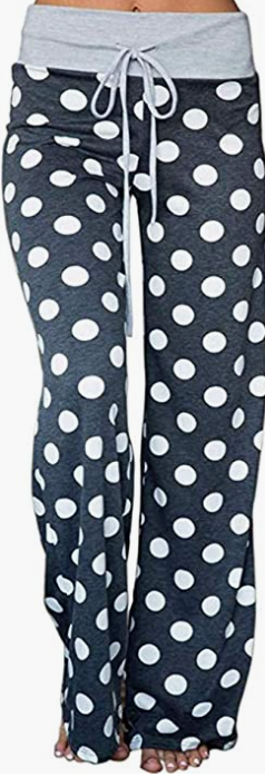 Print High Waist Drawstring Palazzo Wide Leg Pants