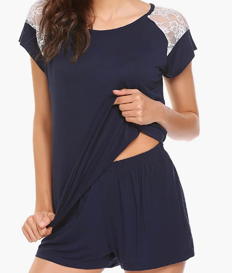 Womens Pjs Set Short Sleeve Pajama Set for Women