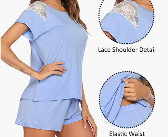 Womens Pjs Set Short Sleeve Pajama Set for Women