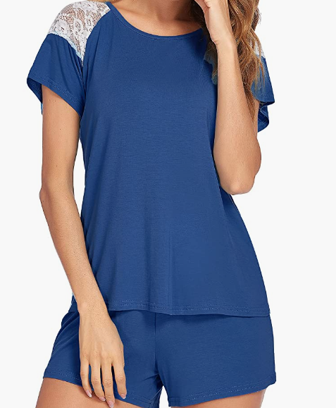 Womens Pjs Set Short Sleeve Pajama Set for Women