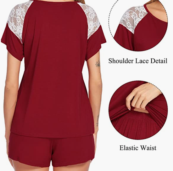 Womens Pjs Set Short Sleeve Pajama Set for Women