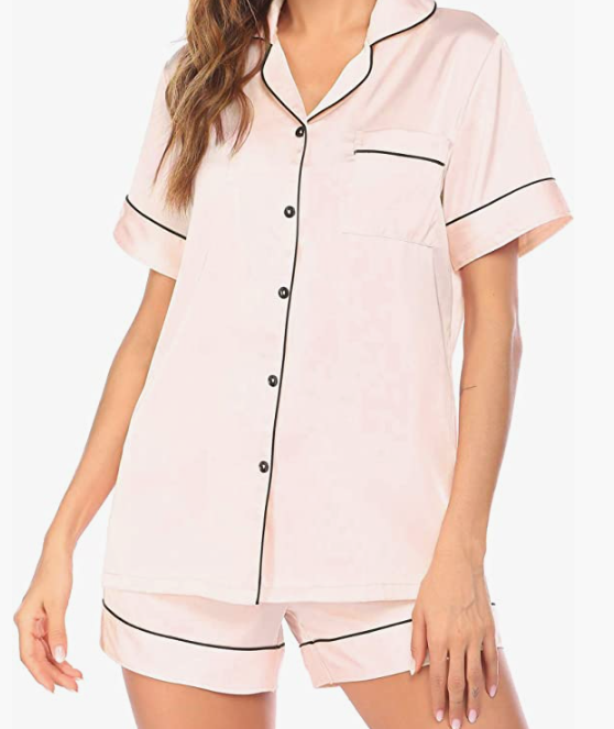 Sleepwear Short Sleeve Button Down Loungewear Pjs Shorts Set