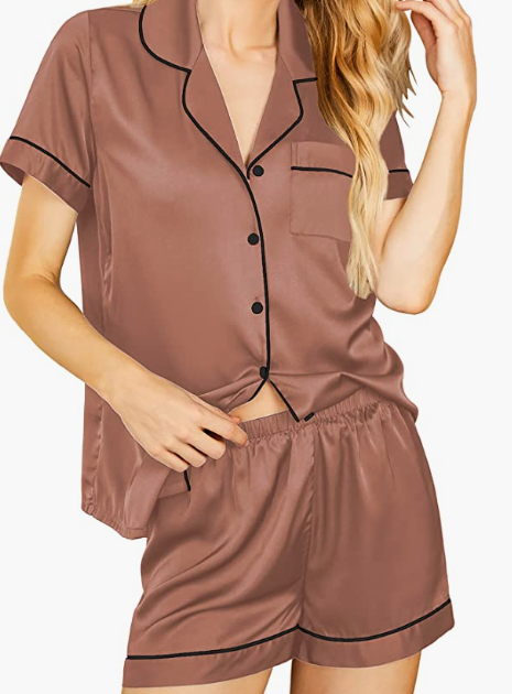 Sleepwear Short Sleeve Button Down Loungewear Pjs Shorts Set