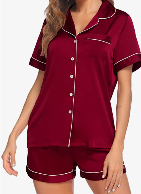 Sleepwear Short Sleeve Button Down Loungewear Pjs Shorts Set