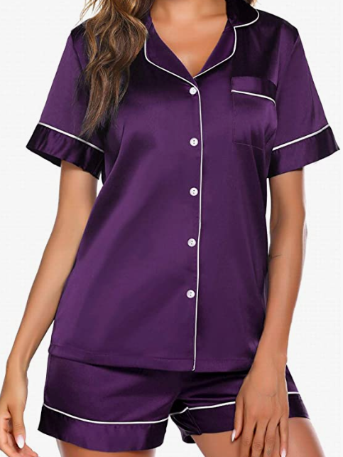 Sleepwear Short Sleeve Button Down Loungewear Pjs Shorts Set