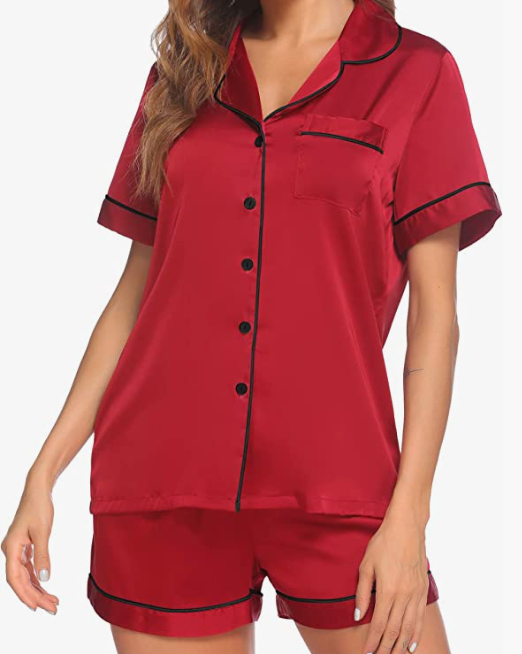 Sleepwear Short Sleeve Button Down Loungewear Pjs Shorts Set