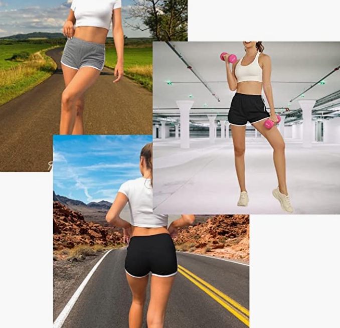 Athletic Shorts Women Dance Gym Workout Elastic Waist Shorts
