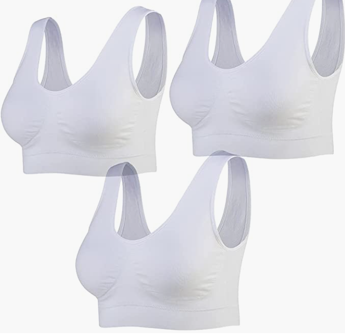 3-Pack Seamless Sports Bra Wirefree Yoga Bra with Removable Pads for Women