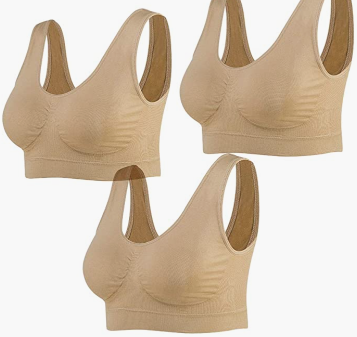 3-Pack Seamless Sports Bra Wirefree Yoga Bra with Removable Pads for Women