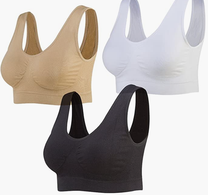 3-Pack Seamless Sports Bra Wirefree Yoga Bra with Removable Pads for Women