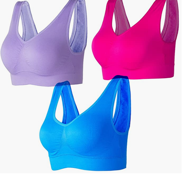 3-Pack Seamless Sports Bra Wirefree Yoga Bra with Removable Pads for Women