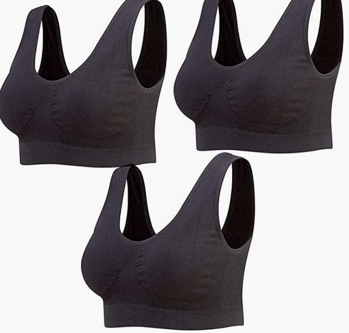 3-Pack Seamless Sports Bra Wirefree Yoga Bra with Removable Pads for Women
