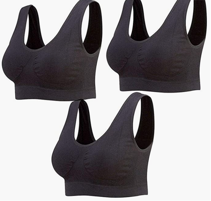 3-Pack Seamless Sports Bra Wirefree Yoga Bra with Removable Pads for Women