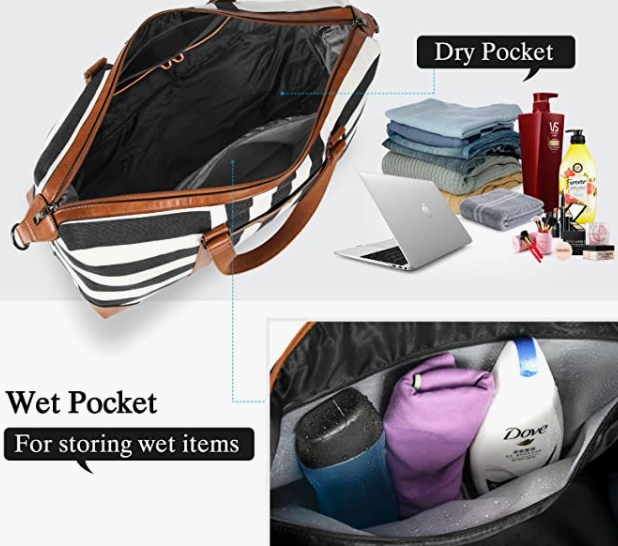 Waterproof Carry On Bag Canvas Overnight Bag with Toiletry Bag
