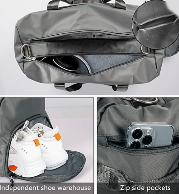 Travel Bags With Shoes Compartment And Pocket & Trolley Sleeve Bag Grey