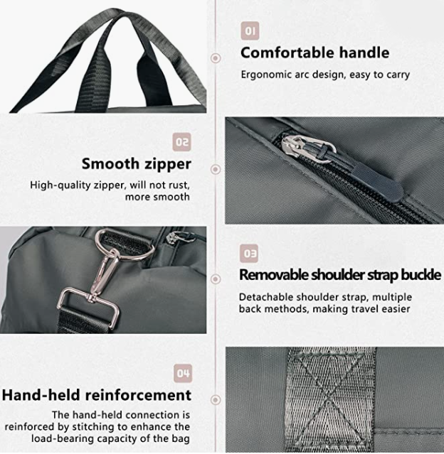Travel Bags With Shoes Compartment And Pocket & Trolley Sleeve Bag Grey