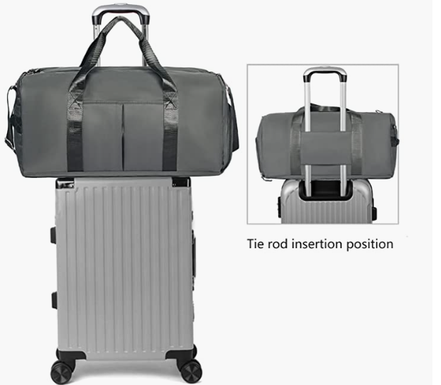 Travel Bags With Shoes Compartment And Pocket & Trolley Sleeve Bag Grey