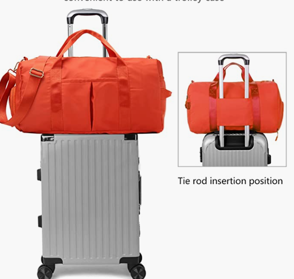 Travel Bags With Shoes Compartment And Pocket & Trolley Sleeve Bag Army Green