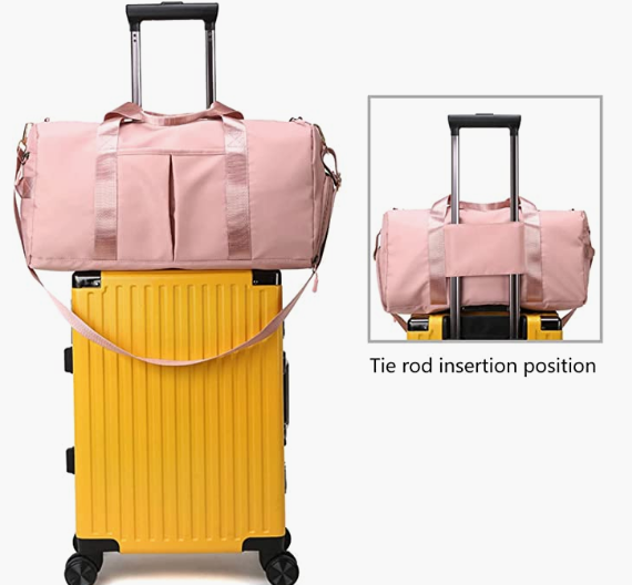 Travel Bags With Shoes Compartment And Pocket & Trolley Sleeve Bag Army Green