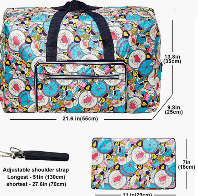 Women Carry on Travel Bag Over Luggage with Shoulder Strap