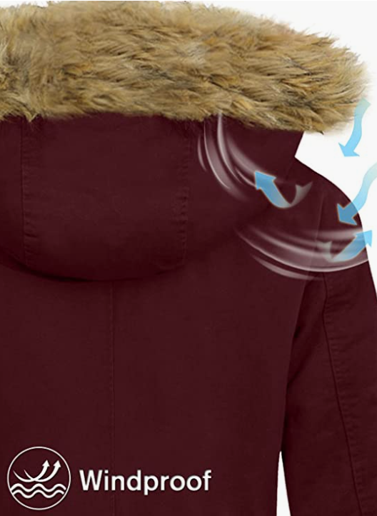 Women's Winter Coats Hooded with Fur Trim