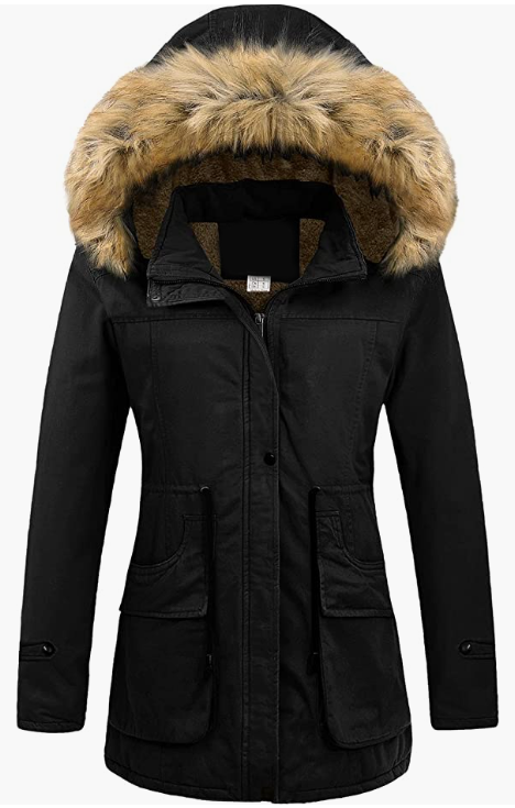 Women's Winter Coats Hooded with Fur Trim