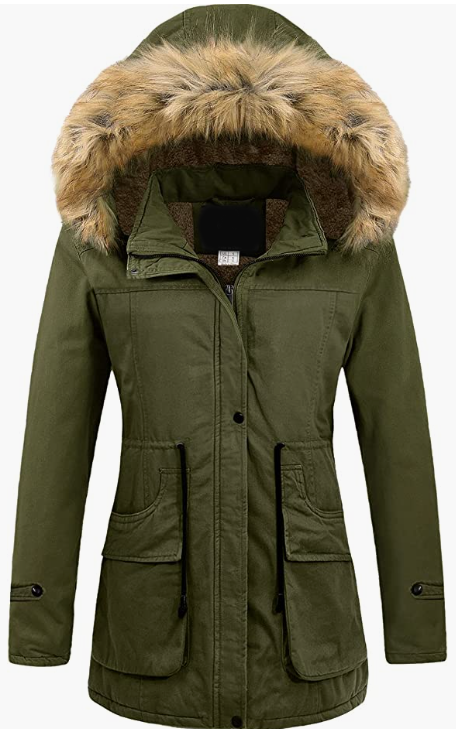 Women's Winter Coats Hooded With Fur Trim