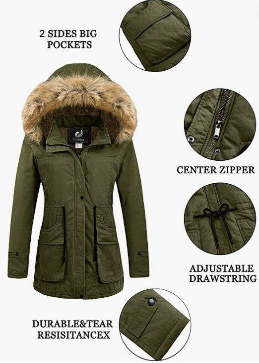 Women's Winter Coats Hooded With Fur Trim