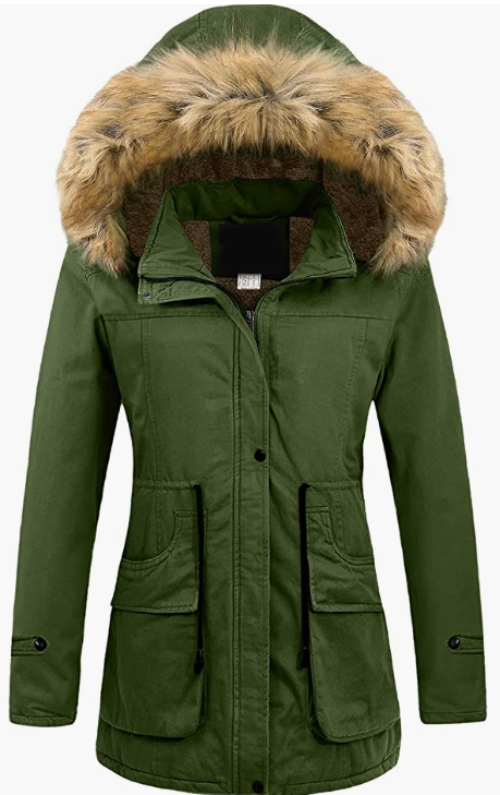 Women's Winter Coats Hooded With Fur Trim