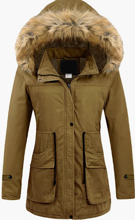 Women's Winter Coats Hooded With Fur Trim