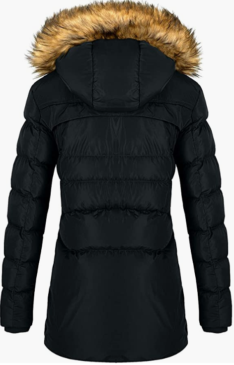 Women's Cotton Winter Coat Thicken Warm Long with Fur Trimmed Hood