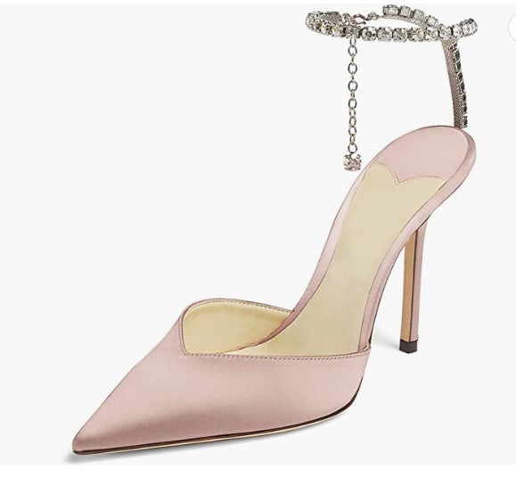 Women High Heeled sandals Satin Sparkly Crystal