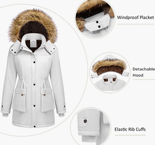 Womens Hooded Warm Winter Coats with Faux Fur